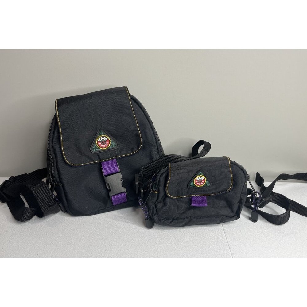 Vtg Tam Sport‎ Fanny Pack Bag And Backpack Black Purple